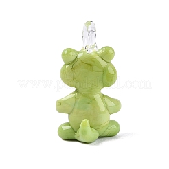 手作りランプワークペンダント  クマのチャーム  黄緑  27.5~30x16.5~17.5x14~17mm  穴：2~3.5mm&nbsp;LAMP-N034-24D