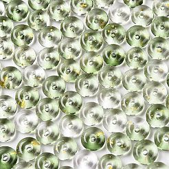 スプレー塗装された透明なガラスシードビーズ  ドーナツ  ダークシーグリーン  6.5x3mm  穴：1.2mm  約2500個/ポンド&nbsp;SEED-T007-05B