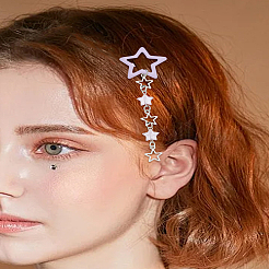 スター合金&アクリル&鉄スナップヘアクリップ2個  女性用タッセルヘアアクセサリー  ライラック  109mm&nbsp;PHAR-LP0001-02