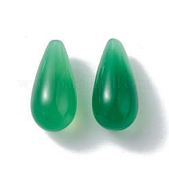天然のグリーンオニキス瑪瑙ビーズ  穴なし/ドリルなし  染め＆加熱  ティアドロップ  グリーン  18.5x9mm&nbsp;G-F741-02B-02