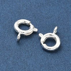 真鍮のスプリングリングの留め金  長持ちメッキ  鉛フリー＆カドミウムフリー  ラックめっき  925銀メッキ  10x8.5x3mm  穴：1.5mm&nbsp;KK-H532-24B-S