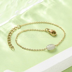 304ステンレススチール天然翡翠ビーズリンクブレスレット  女性用アズキチェーンブレスレット  イオンプレーティング（ip）  ゴールド  6-1/8インチ（15.7cm）&nbsp;BJEW-A036-16G