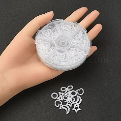 DIYジュエリー作りの発見キット  ABS プラスチック製模造パール リンク リングとカボションを含む  星＆ハート＆リング＆ちょう結び＆月の形  ホワイト  150個/箱&nbsp;DIY-YW0007-19
