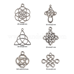 チベットスタイル合金中国結びのペンダント  アンティークシルバー  10PCS /種類  60個/箱&nbsp;TIBEP-YW0001-05AS
