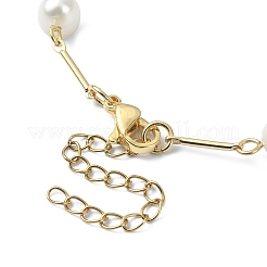 女性用天然パールビーズブレスレット  304ステンレススチール製金具付き  ゴールドカラー  7-5/8インチ（19.4cm）&nbsp;BJEW-TA00421