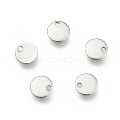 変色しにくい304ステンレススチールチャーム  空白のスタンピングタグ  フラットラウンド  ステンレス鋼色  6x0.5mm  穴：1mm&nbsp;STAS-M211-22