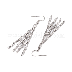 変色しない304ステンレススチールリンクバーダングルイヤリング  タッセルピアス  ステンレス鋼色  38x18mm&nbsp;EJEW-JE05965-02