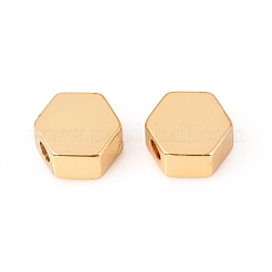真鍮ビーズ  六角  長持ちメッキ  18KGP本金メッキ  5.5x6.5x3mm  穴：1.5mm&nbsp;KK-E787-04G