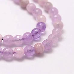 多面カットラウンド天然アメジストビーズ連売り  6mm  穴：1mm  約62個/連  15.75インチ&nbsp;G-K078-6mm