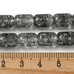 透明クラックルガラスビーズ連売り  コラム  ブラック  11x8mm  穴：1.2mm  約36個/連  15.35''（39センチメートル）&nbsp;X-GLAA-NH0001-04D