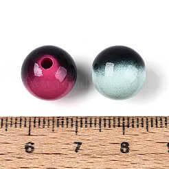 スプレー塗装の不透明なアクリル ラウンド ビーズ  ツートン  ミックスカラー  11~11.5mm  穴：2.5mm  約500個/500g&nbsp;SACR-T018-22M