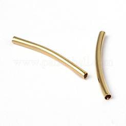 真鍮製カーブチューブビーズ  スムーズ  金メッキ  ニッケルフリー  2 25 MMXmm  穴：約1.2mm&nbsp;X-EC0582X25mm-NFG