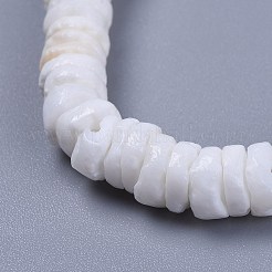 カウリーシェルペンダントブレスレット  天然ホワイトシェルビーズ  黄麻布パウチ袋巾着袋  2インチ（5.1cm）&nbsp;BJEW-JB04383