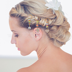 2セットのDIYヘアアクセサリーセット  合金のラインストーン ペンダントと鉄製の丸カンと手作りのポリマークレイ ビーズ  ヘアスタイリング用  混合形  ゴールドカラー  53~58mm  1個/スタイル&nbsp;FIND-FH0001-39