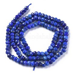 天然石ラピスラズリビーズ連売り  多面カット  ロンデル  3.5~4x2.8~3mm  穴：0.6mm  約139個/連  15.35インチ（39cm）&nbsp;G-E560-Q01