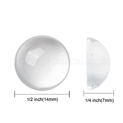 透明な半円形のガラスカボション  透明  14~15x7~8mm&nbsp;X-GGLA-R027-14mm