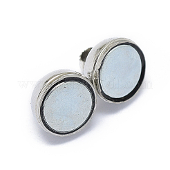 ラックメッキ真鍮製ループ付きマグネットクラスプ  n45グレードの強力な磁石  長持ちメッキ  バレル  プラチナメッキ  12.5x7mm  穴：1.6mm&nbsp;KK-F801-06-P