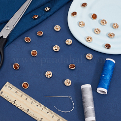 プラスチックシャンクボタン24個  黄金トーン合金パーツ  半円  シエナ  11x6.5mm  穴：1.6mm&nbsp;BUTT-GF0003-78A