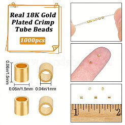 真鍮製スペーサービーズ1000個  コラム  18KGP本金メッキ  1.5x1.5mm  穴：1mm&nbsp;KK-BBC0028-01