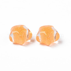 半透明のアクリルカボション  グリッターパウダー付き  スター  オレンジ  15.5x16.5x11mm&nbsp;TACR-N006-11G