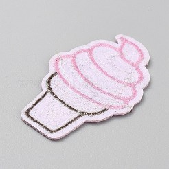 不織布スパンコールパッチ  PVC グリッターアップリケ  マスクと衣装のアクセサリー  アイスクリーム  94x46x1.5mm&nbsp;PATC-WH0012-57B