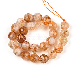 天然シトリン（加熱）ビーズ連売り  ラウンド  多面カット  7.5~8mm  穴：1mm  約23~26個/連  7.36~7.72''（18.7~19.6センチメートル）&nbsp;G-S345-8mm-18-01