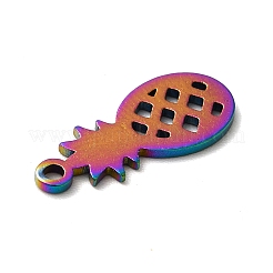 イオンプレーティング（IP）201ステンレスペンダント  パイナップルチャーム  虹色  16x7x1mm  穴：1.2mm&nbsp;STAS-A066-13M