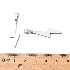 ステンレスペンダント201個  稲妻のチャーム  変色防止  ステンレス鋼色  30x10x1.5mm  穴：3.2x6.5mm&nbsp;STAS-D380-06P