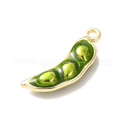 合金エナメルチャーム  野菜のチャーム  ゴールドカラー  エンドウ豆のチャーム  19.5x7x3.5mm  穴：1.4mm&nbsp;AL-CBA24A7-01G-02