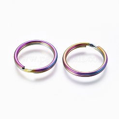 イオンプレーティング（IP）304ステンレススチール製スプリットキーリング  キーホルダー留め金のパーツ  虹色  16mm&nbsp;LS-STAS-G201-08A-M