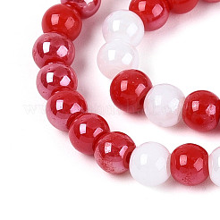 真珠のような不透明ガラスの丸いビーズ連売り  暗赤色  4.5mm  穴：0.8~1mm  約104~108個/連  15.75~16.54''（40~42センチメートル）&nbsp;EGLA-T029-4mm-11A