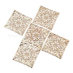 鉄細工大型ペンダント  正方形  ゴールドカラー  51x51x0.5mm  穴：1mm&nbsp;IFIN-J019-G