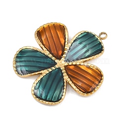 304ステンレスペンダント  エナメル  花のチャーム  ゴールドカラー  ミックスカラー  34x31.5x3mm  穴：2.2mm&nbsp;STAS-H249-04G-02