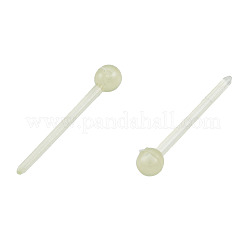 プラスチック製の小さなボール スタッド イヤリング  女性用ポストイヤリング  ダークシーグリーン  14x2.5mm  ピン：0.9mm&nbsp;EJEW-N022-01D