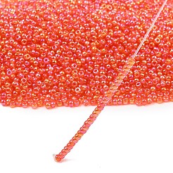 MIYUKIラウンドロカイユビーズ  日本製シードビーズ  11/0  （rr297)透明タンジェリンab  11/0  2x1.3mm  穴：0.8mm  約1111個/10g&nbsp;X-SEED-G007-RR0297