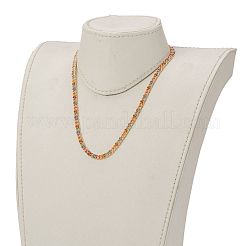真鍮製カーブチェーンネックレス  エナメルと304ステンレススチールのトグル留め具付き  18KGP本金メッキ  カラフル  17.91~18.11インチ（45.5~46cm）&nbsp;NJEW-JN03097-04