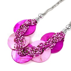 スプレー塗装されたディスク淡水貝とアクリルビーズのビブネックレス  蘭  19.29インチ（49~50cm）  49.5mm&nbsp;NJEW-S427-01P-04
