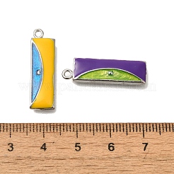 真鍮製エナメルペンダント  プラチナ  長方形のバッグチャーム  ミックスカラー  26x7.5x3mm  穴：1.5mm&nbsp;FIND-C065-22P