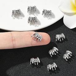 シェグレース 真鍮製マイクロパヴェ キュービックジルコニアペンダント  曲線的なチャーム  カドミウムフリー＆ニッケルフリー＆鉛フリー  透明  プラチナメッキ  9x8.5x5mm  穴：1.4mmと5x2.5mm&nbsp;XGRQ3D794-483P