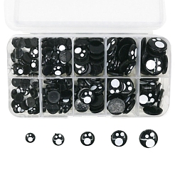 おもちゃのアクセサリー用のプラスチック製の目  フラットなグリッタードールアイ  ブラック  8~16mm  100個/セット&nbsp;WG76488-01