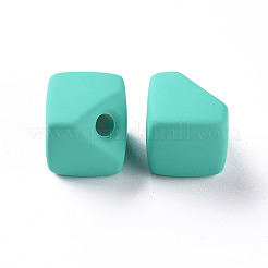 アクリルビーズ  ラバー加工スタイル  片穴  ギャップキューブ  ライトシーグリーン  13.5x13.5x13.5mm  穴：3.5mm&nbsp;OACR-S039-04-68