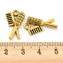 合金のチベット風チャーム  くし  鉛フリー＆カドミウムフリー  アンティーク黄金  20x12x3mm  穴：1.8mm  約500個/500g&nbsp;TIBEP-T052-02AG-RS