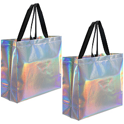再利用可能なギフトバッグ  レーザー不織布トートバッグ ハンドル付き  長方形  カラフル  32x12x28cm&nbsp;ABAG-WH20020-02T