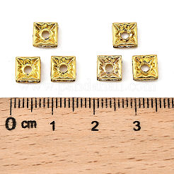 真鍮製ラインストーンスペーサービーズ  グレードA  ゴールデンの金属色  正方形  クリスタル  6x6x3mm  穴：1mm&nbsp;X-RB-A013-6x6-01G