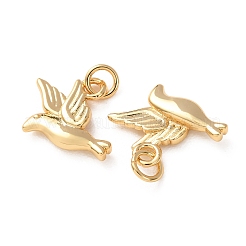 真鍮チャーム  鳥のチャーム  長持ちメッキ  ラックめっき  鉛フリー＆カドミウムフリー  18KGP本金メッキ  12.5x16x3mm  穴：3.5mm&nbsp;KK-H297-06G
