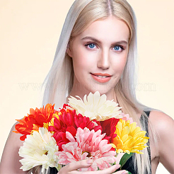 15個 5色布＆植毛人工菊の花  ホームパーティーの結婚式の装飾アクセサリー  ミックスカラー  390x90~93mm  3個/カラー&nbsp;FIND-WR0001-79