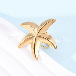 304ステンレススチールカフリング  ヒトデ  ゴールドカラー  33x33mm  内径：17mm&nbsp;RJEW-D306-20G