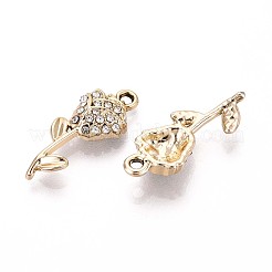 合金ラインストーンペンダント  UVメッキ  花  ライトゴールド  24.8x10x4mm  穴：1.6~1.8mm&nbsp;PALLOY-T090-56KCG