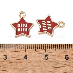 合金エナメルチャーム  スターのチャーム  ラックめっき  ゴールドカラー  ファイヤーブリック  14x12x1.5mm  穴：1.6mm&nbsp;ENAM-G235-14G-05