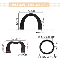 6種類のスタイルの木製バッグハンドル3個  バッグ交換用アクセサリー  u&m&ラウンドリング形状  ブラック  8.2~12x10.6~17x0.9~1.2cm  2個/スタイル&nbsp;FIND-WR0008-38